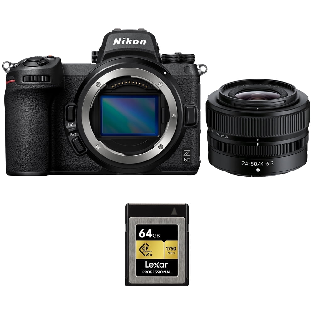 Nikon 1659 Z6II Mirrorless Camera 24.5MP Full Frame FX-Format with Nikon NIKKOR Z 24-50mm f/4-6.3 Full Frame Zoom Lens Bundle with Lexar 64GB Professional CFexpress Type B Memory Card