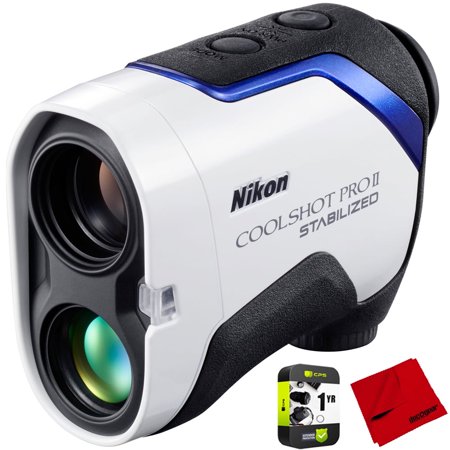 Nikon 16758 COOLSHOT ProII Stabilized Golf Rangefinder with OLED Display & Stabilization Bundle with Deco Gear 6 x 6 inch Microfiber Cleaning Cloth and 1 Year Extended Protection Plan
