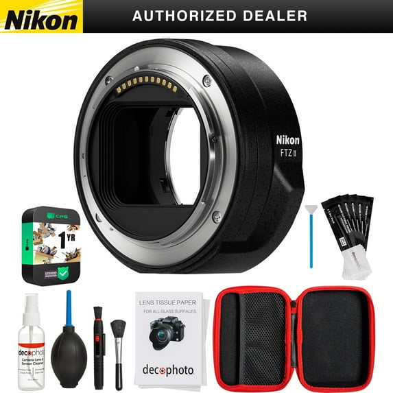 Nikon 4264 FTZ II Lens Mount Adapter for F-Mount to Z-Mount Mirrorless Bundle w/ Deco Photo All-in-One Kit w/ Case, Deco Photo 5pc Sensor Cleaner & 1 YR CPS Protection | Official Nikon USA Partner |
