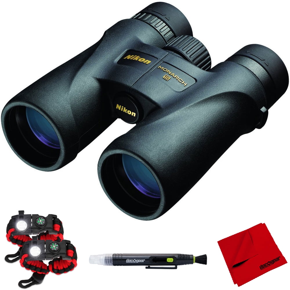 Nikon 7576 Monarch 5 Binoculars 8x42 Bundle with Deco Essentials 2-Pack  Tactical Emergency Paracord Bracelet, LCD/Lens Cleaning Pen and Deco Gear 6  x 6 inch Microfiber Cleaning Cloth - Walmart.com