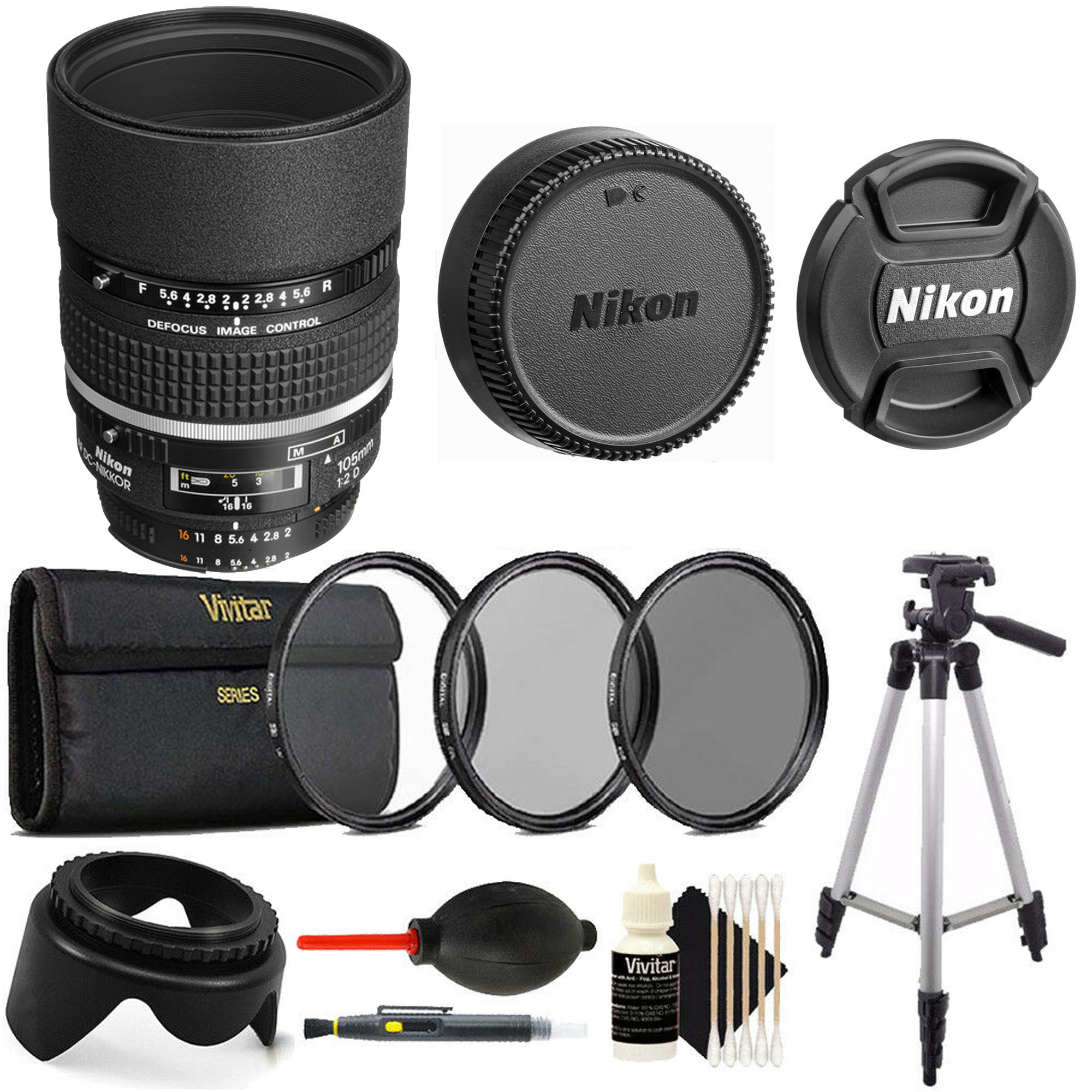 Nikon AF DC-Nikkor 105mm f/2D Telephoto Lens Tripod Bundle - Walmart.com