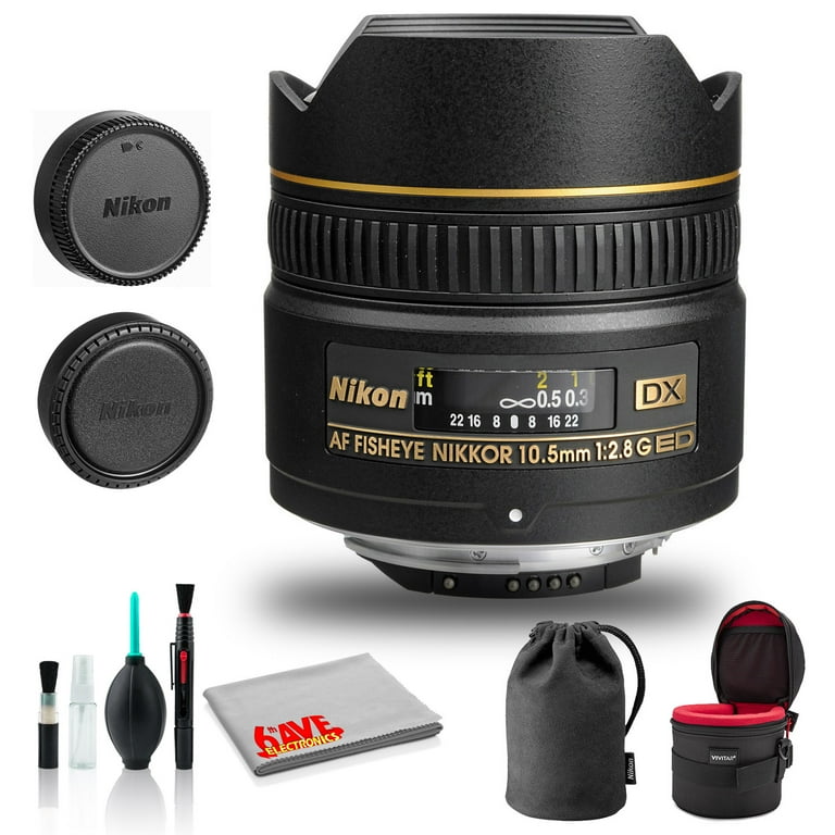 Nikon AF DX Fisheye-NIKKOR 10.5mm F/2.8G ED Lens (INTL Model) with 