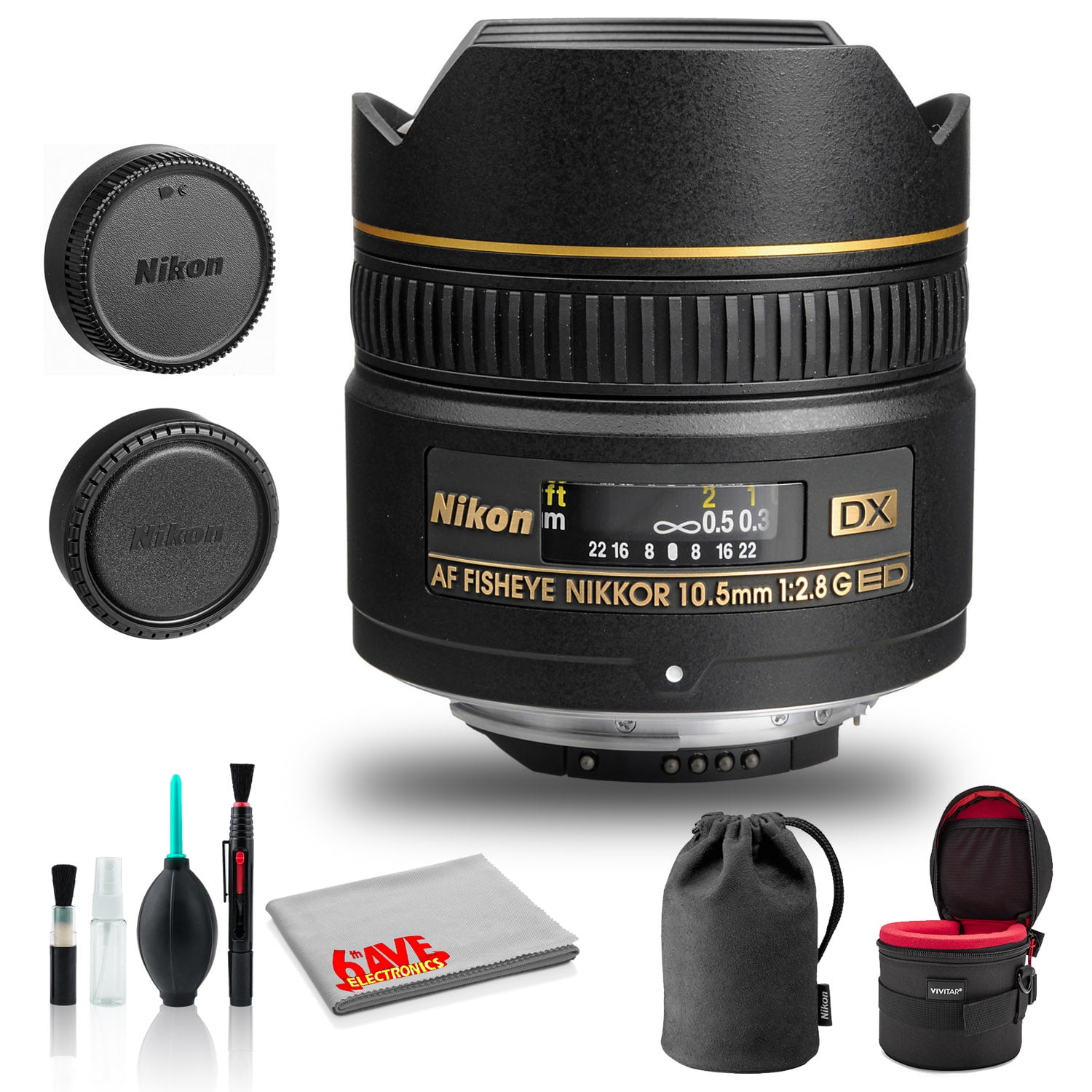 Nikon AF DX Fisheye-NIKKOR 10.5mm f/2.8G ED Lens (INTL Model) with Padded  Case