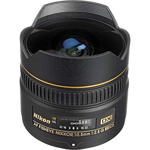 Nikon AF DX NIKKOR 10.5mm F/2.8G ED Fixed Zoom Fisheye Lens with Auto Focus for Nikon DSLR Cameras International Version (No warranty)
