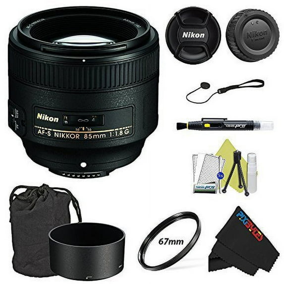 Nikon AF FX NIKKOR 85mm f/1.8G Fixed Lens + Pixi-Basic Accessory Bundle