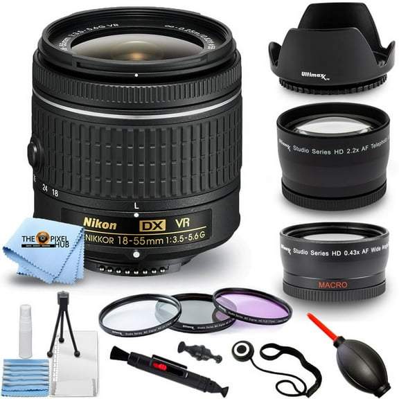 Nikon AF-P DX NIKKOR 18-55mm f/3.5-5.6G VR Lens PRO BUNDLE White Box
