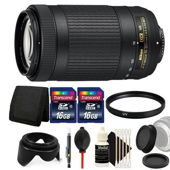 Nikon AF-P DX NIKKOR 70-300mm f/4.5-6.3G ED VR Lens with Accessory Bundle For D500 , D5300 , D5500 and D5600