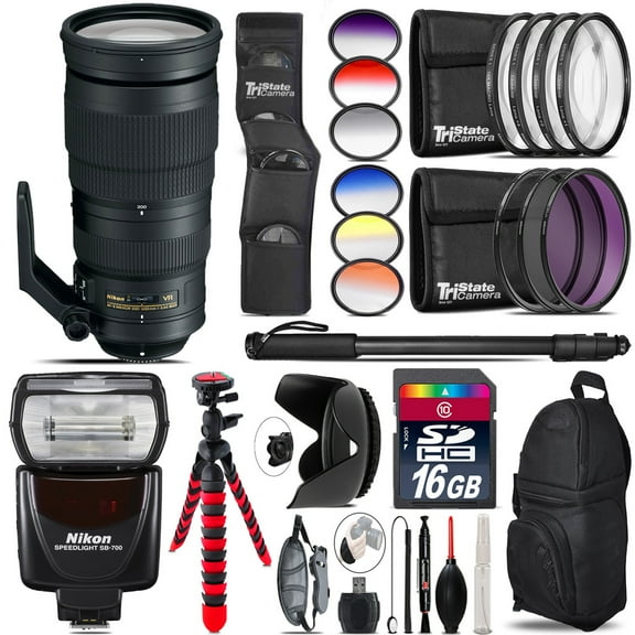 Nikon AF-S 200-500mm  VR Lens + Nikon SB-700 AF Speedlight - 16GB Accessory Kit (International Version)