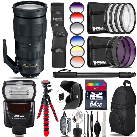 Nikon AF-S 200-500mm VR Lens + Nikon SB-700 AF Speedlight - 64GB Accessory Kit (International Version)