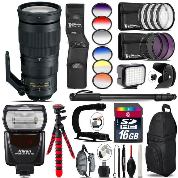 Nikon AF-S 200-500mm  VR Lens + SB-700 AF Speedlight + LED - 16GB Accessory Kit (International Version)