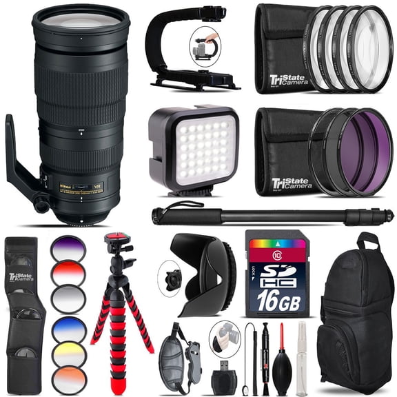 Nikon AF-S 200-500mm VR Lens - Video Kit + Color Filter - 16GB Accessory Kit (International Version)
