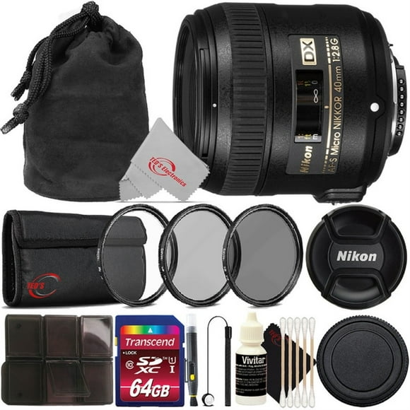Nikon AF-S DX Micro-Nikkor 40mm f/2.8G Close-Up Lens Top Accessory Bundle