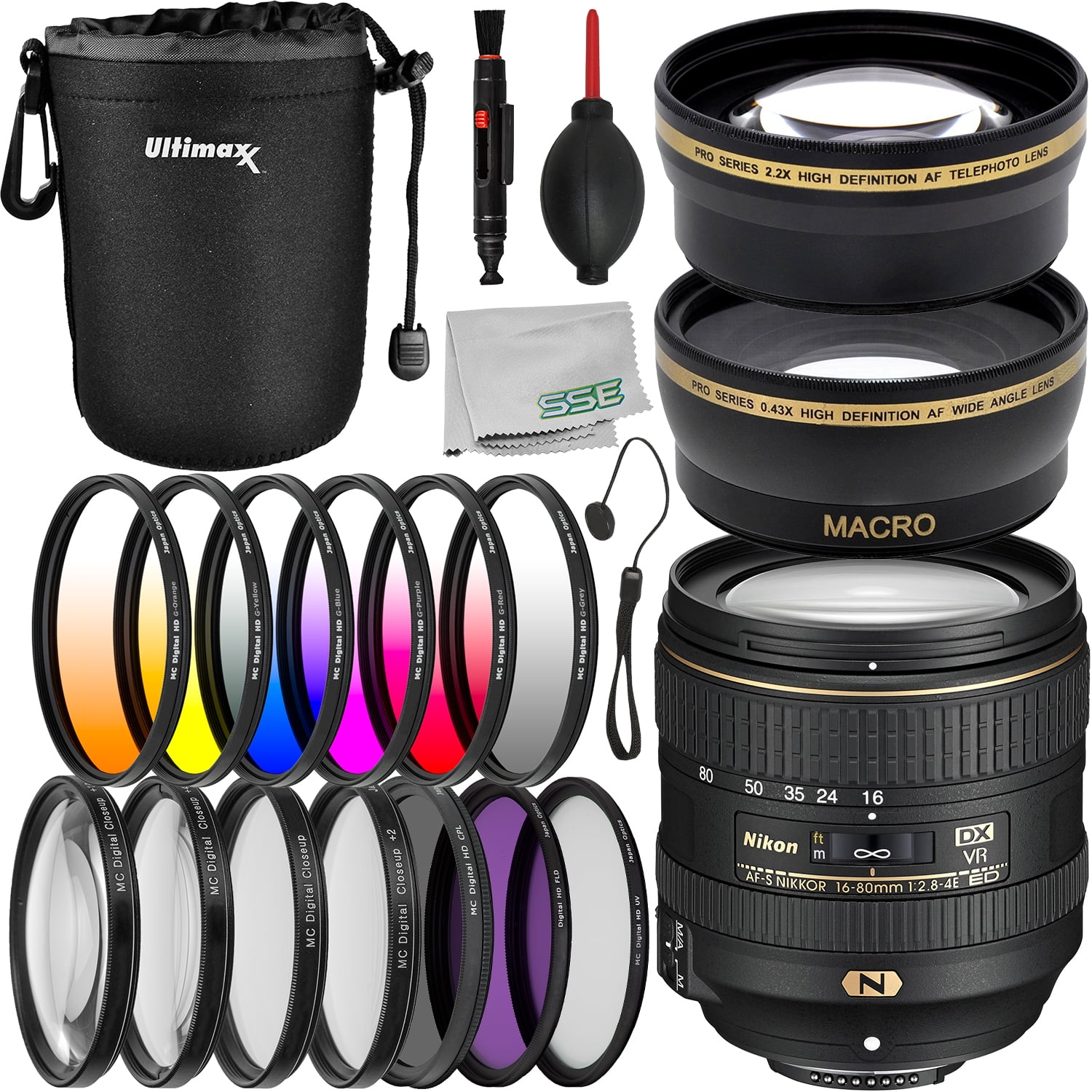 Nikon AF-S DX NIKKOR 16-80mm f/2.8-4E ED VR Lens with Essential 