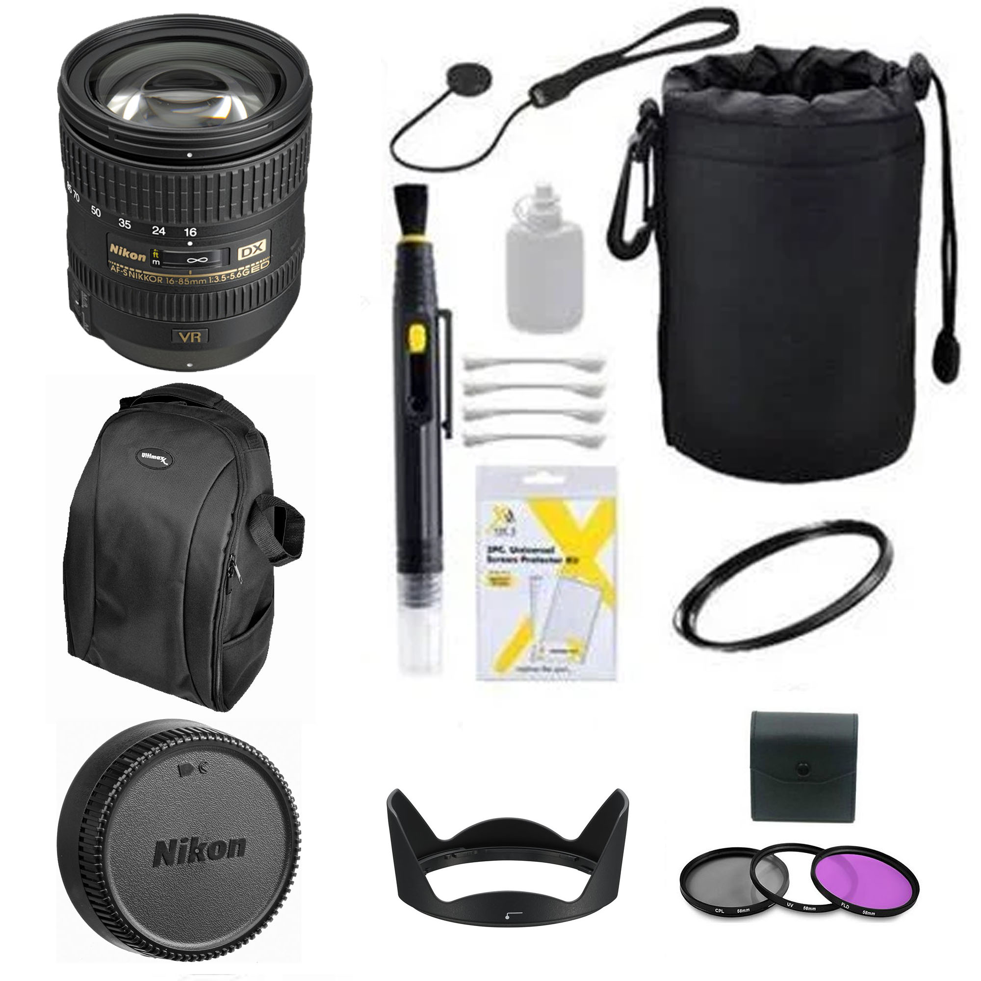 Nikon AF-S DX NIKKOR 16-85mm f/3.5-5.6G ED VR Lens Starter Bundle 
