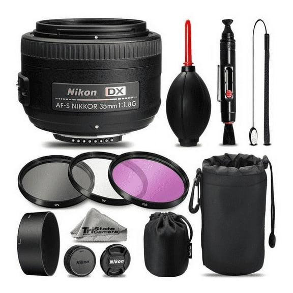 Nikon AF-S DX NIKKOR 35mm f/1.8G Lens For D3000, D3100, D3200, D3300, D5000, D5100, D5200, D5300, D5500, D7000, D7100 Nikon Digital SLR. All Original Accessories Included - International Version