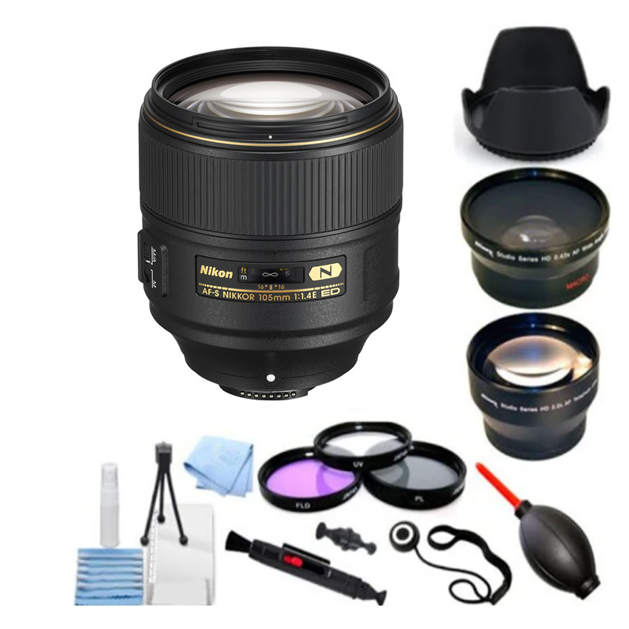 Nikon AF-S NIKKOR 105mm f/1.4E ED W/ Wide Angle & Telephoto Kit