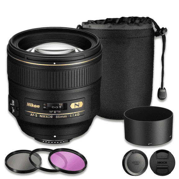 Nikon AF-S NIKKOR 85mm f/1.4G Lens | F-Mount FX, f/1.4 Aperture, Silent Wave Motor AF, 9-Blade Diaphragm, Nano Crystal Coat | Filter Kit, Lens Pouch