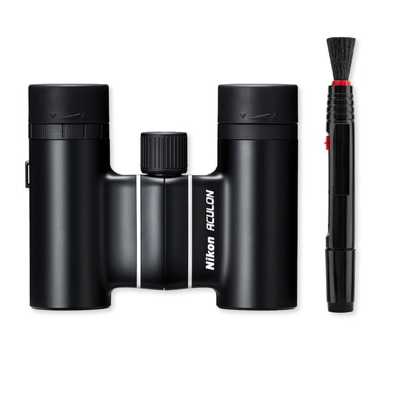 Nikon Aculon T02 10x21 Black Multi-coated Compact Binoculars Bundle with Lens Cleaning Pen for Travel, Sports, Concerts, and Sightseeing