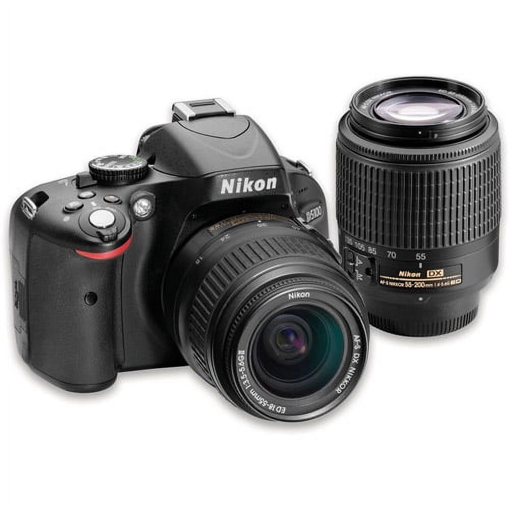 Nikon Black D5100 16.2MP Digital SLR Camera Kit with 18-55mm and 55-200mm Lenses - image 1 of 1