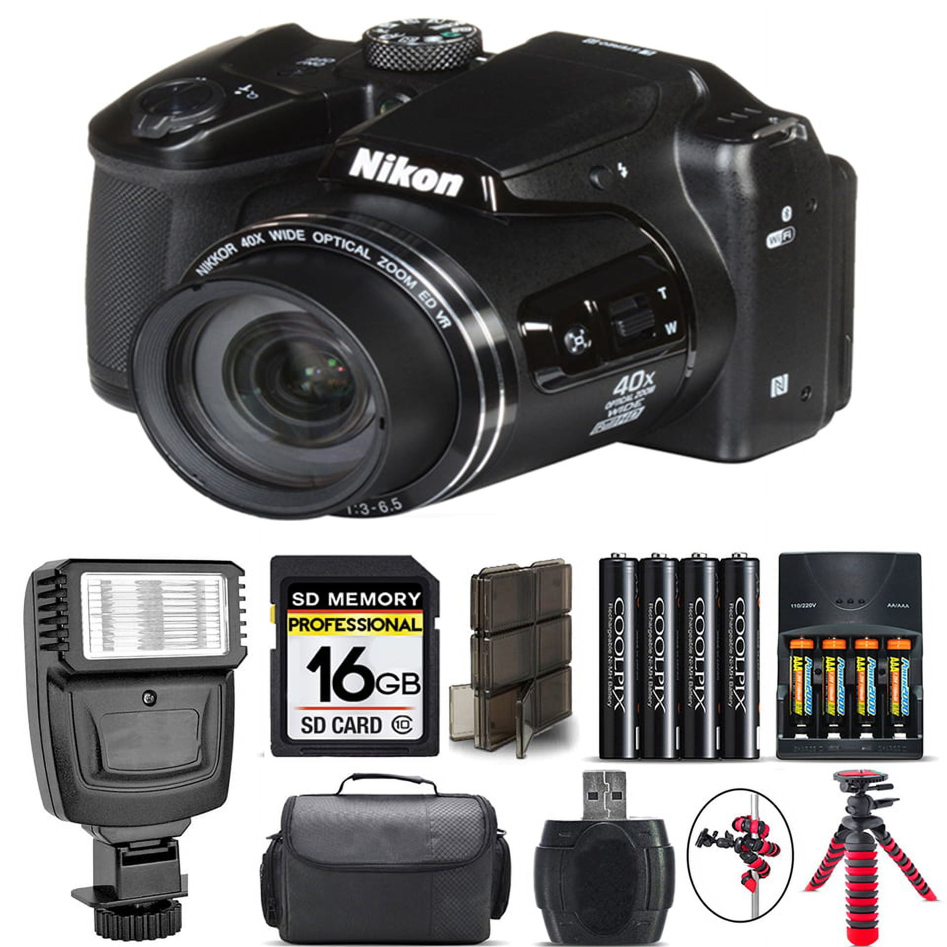 Nikon COOLPIX B500 Camera 40x Optical Zoom + Flash + Case 16GB Kit