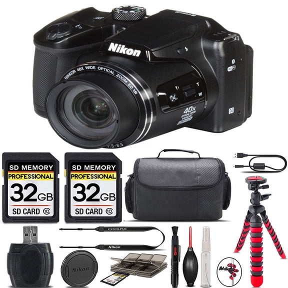 Nikon COOLPIX B500 Digital 40x Optical Zoom Camera Black + 64GB Storage + Case (International Version)