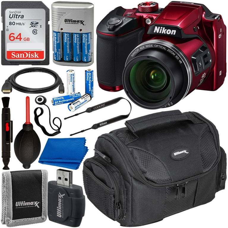 Nikon COOLPIX B500 Digital Camera (Red) with Starter Accessory