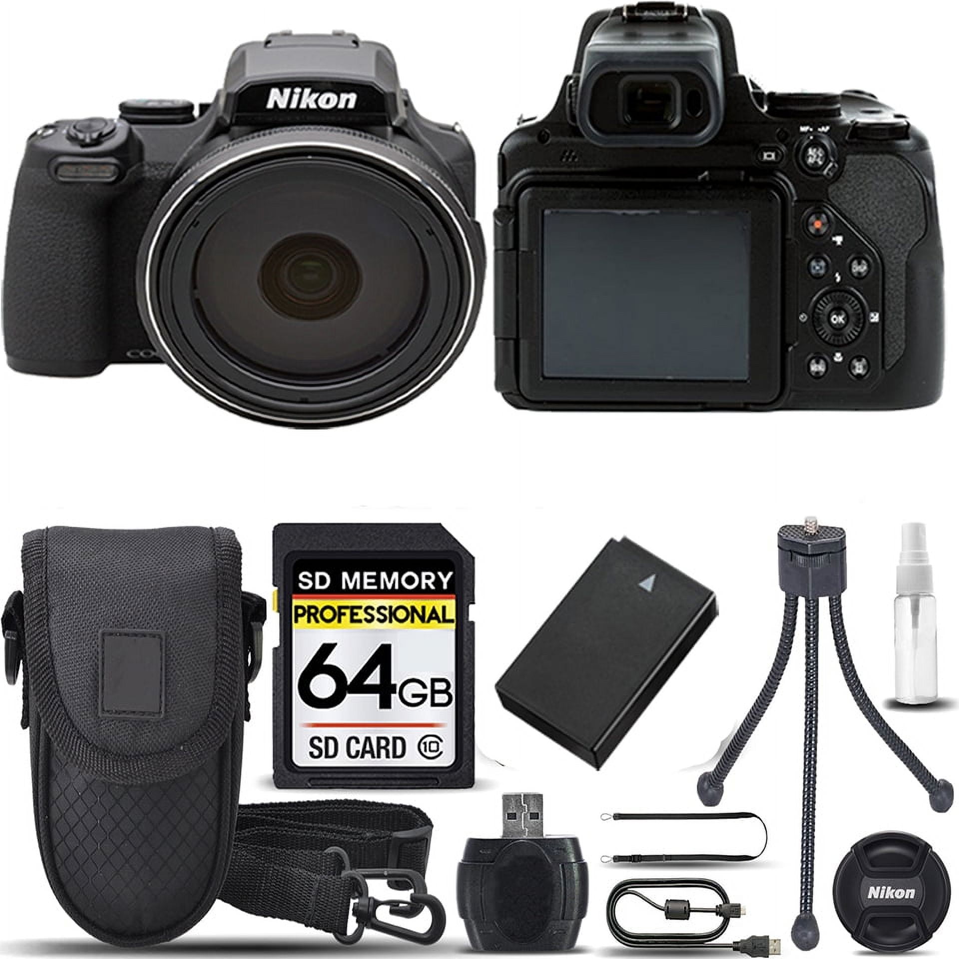 Nikon COOLPIX P1000 Digital Camera 83x Optical Zoom WiFi +Case +Tripod-  64GB Kit 