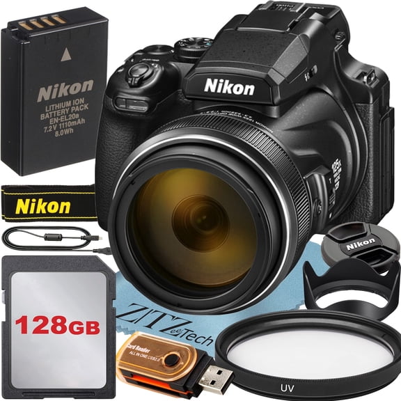 Nikon COOLPIX P1100 125x Super Zoom Compact Digital Camera + 128GB Memory Card + ZeeTech Starter Bundle (International Version)