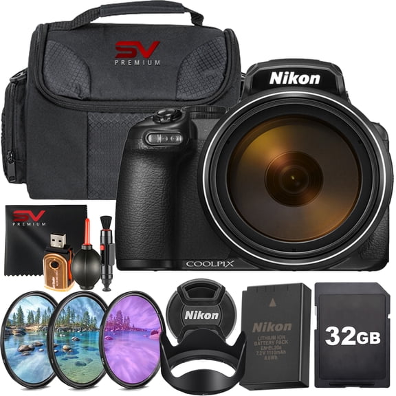 Nikon COOLPIX P1100 125x Super Zoom Compact Digital Camera + SanDisk 32GB Memory Card + Case + SV Premium Advanced Bundle (International Version)
