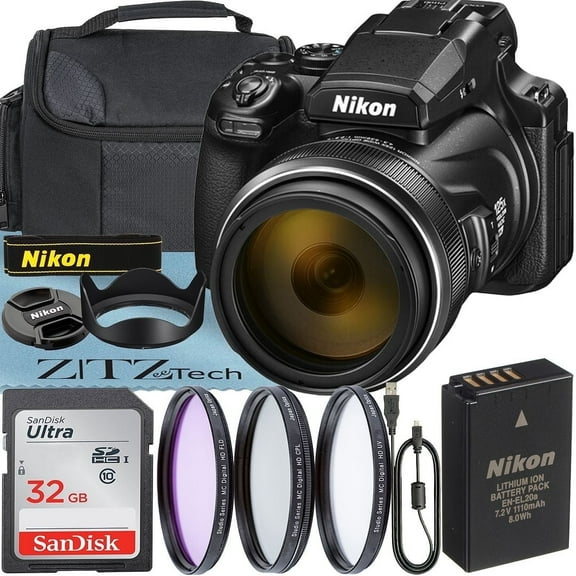 Nikon COOLPIX P1100 125x Super Zoom Compact Digital Camera + 32GB Memory Card + Filter Kit + ZeeTech Basic Bundle (International Version)
