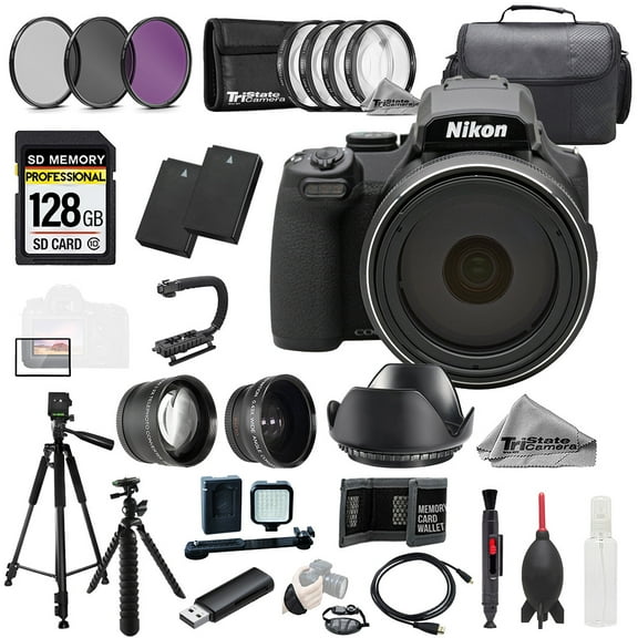Nikon COOLPIX P1100 Digital Camera+128GB+Ext Bat+9 PC Filtr MEGA Kit (International Version)
