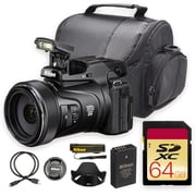 Nikon COOLPIX P1100 Digital Camera | 16MP BSI CMOS, 125x Optical Zoom 24-3000mm, UHD 4K Video, Dual Detect VR, Bird-Watching Mode | 64GB Memory Card, Camera Bag