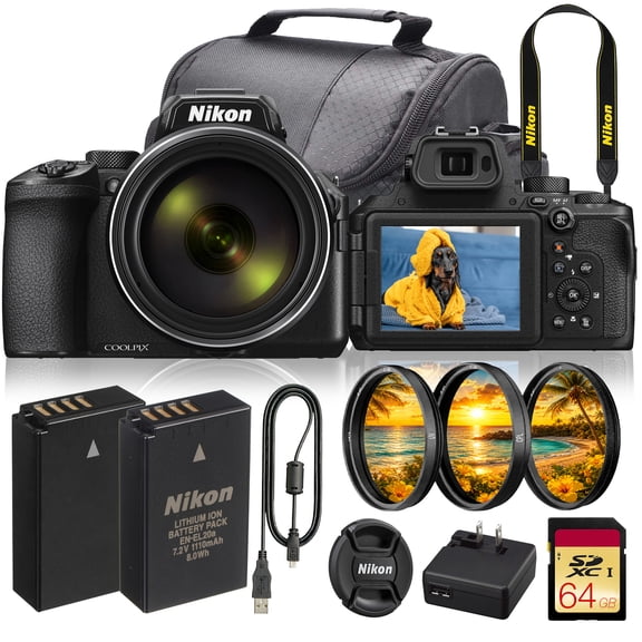 Nikon COOLPIX P950 16MP Digital Camera | 83x Optical Zoom (24-2000mm), 4K UHD Video, Dual Detect VR, OLED EVF | Bundle with Spare Battery & Bag