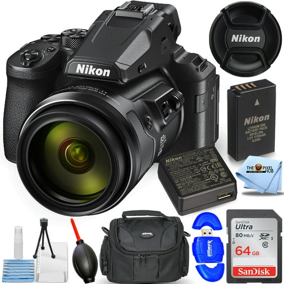 Nikon COOLPIX P950 Digital Camera 26532 - Essential Bundle with Sandisk Ultra 64GB SD, Memory Card Reader, Gadget Bag, Blower, Microfiber Cloth and Cleaning Kit
