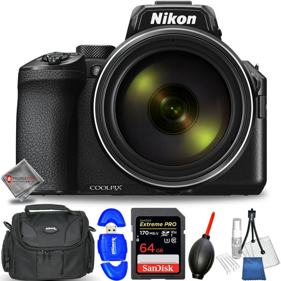 Nikon COOLPIX P950 Digital Camera 26532 with Sandisk Ultra 64GB SD, Memory Card Reader, Gadget Bag, Blower, Microfiber Cloth and Cleaning Kit - AUTHORIZED NIKON DEALER