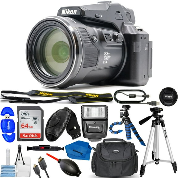 Nikon COOLPIX P950 Digital Camera with SanDisk 64GB Ultra, Flash, Tripod, & Much More (13pcs Bundle)