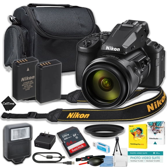 Nikon COOLPIX P950 Digital Camera + SanDisk 64GB Ultra Memory Card + Spare high Capacity Battery + More (12pc Bundle)
