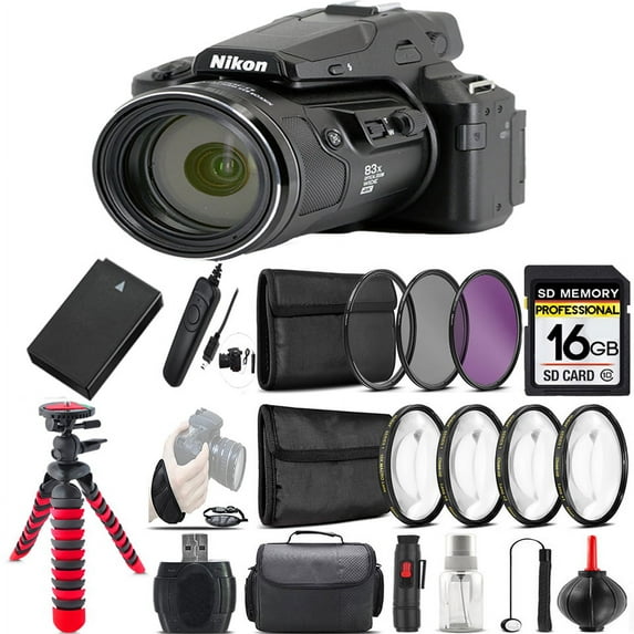 Nikon COOLPIX P950 Digital Camera + Spider Tripod + EXT BAT - 16GB Kit (International Version)