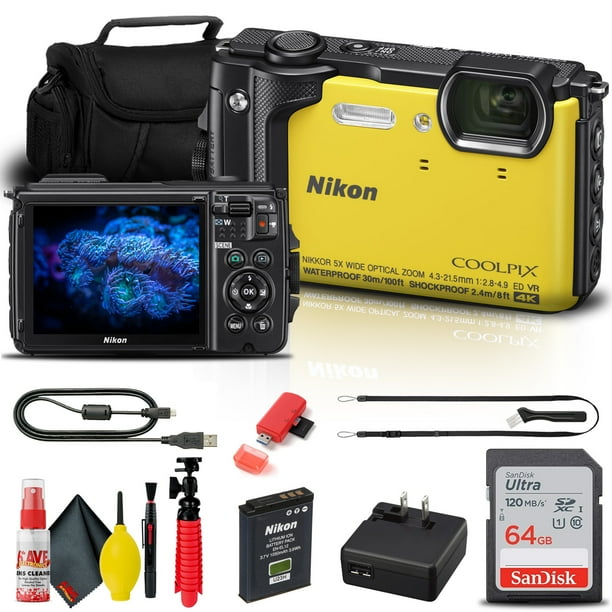 Nikon COOLPIX W300 Digital Camera (Yellow) (26525) + 64GB