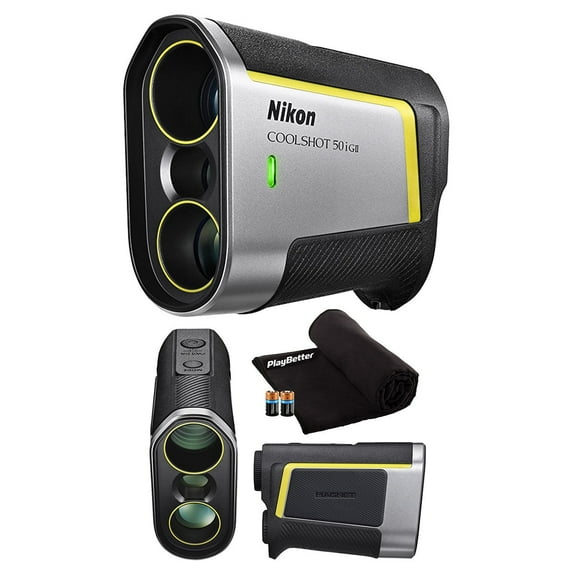 Nikon COOLSHOT 50i GII Golf Laser Rangefinder Bundle with PlayBetter Microfiber Towel & Extra CR2 Battery