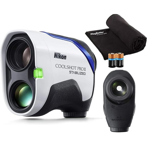 Nikon COOLSHOT PROII Golf Laser Rangefinder Bundle | 2021 Release | Includes Carrying Case, PlayBetter Microfiber Towel, Two (2) CR2 Batteries