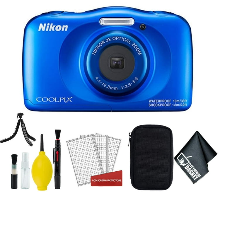 Nikon Coolpix W150 Wi-Fi Rugged Waterproof Digital Camera (Blue) 13.2 MP  Bundle with Carrying Case + More (Intl Model)