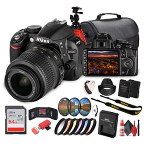 Nikon D3100 DSLR Camera Bundle with 18-55mm VR Lens, Camera Bag, 64GB SD Card, Tripod & Cleaning Kit (International Model)