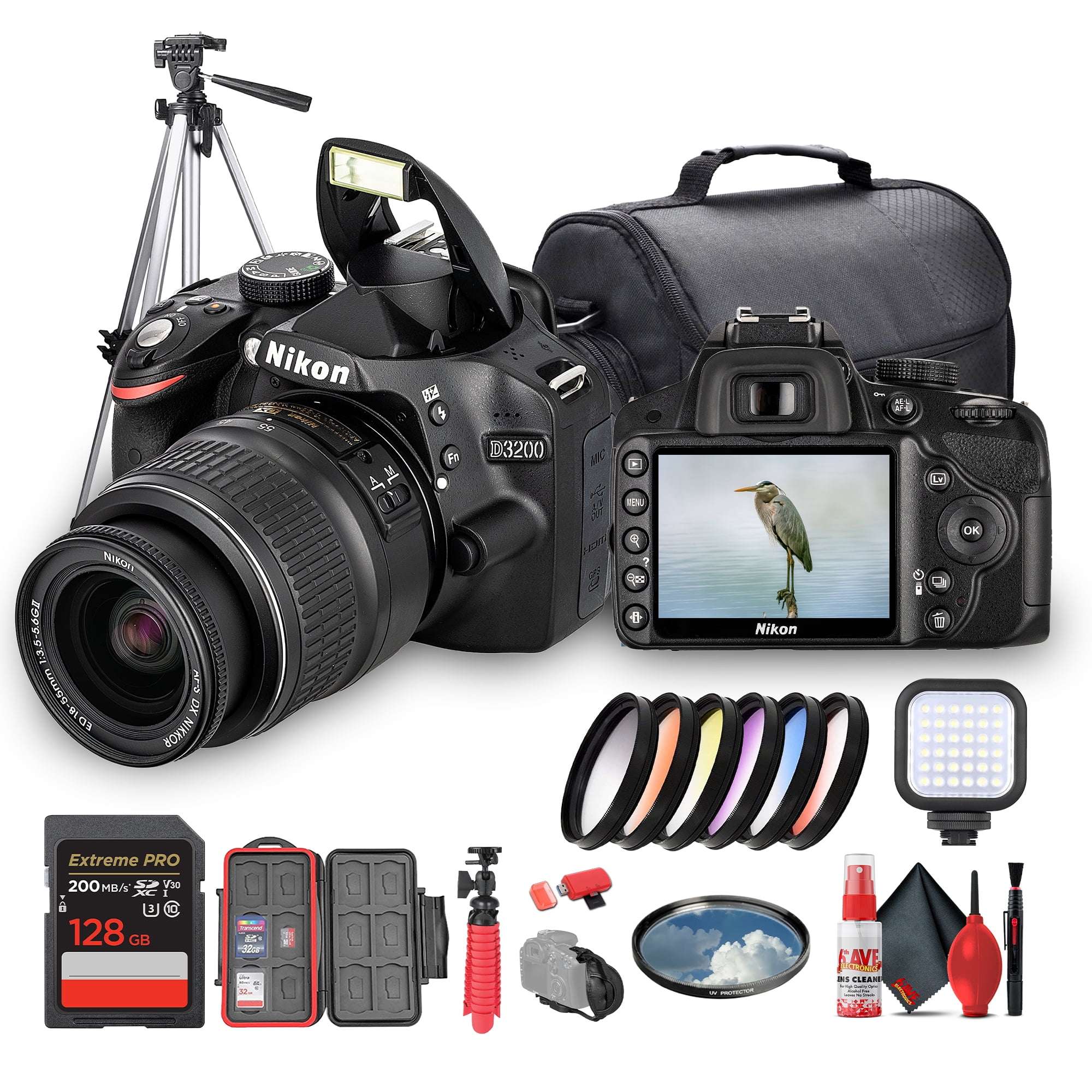 Nikon - Nikon D3200 レンズキット ストロボ  wi-fi  バッグ セット Amazon | Nikon デジタル一眼レフカメラ D3200 レンズキット AF