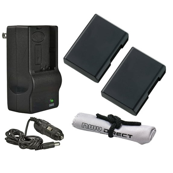 Nikon D3200 High Capacity Batteries (2 Units) + AC/DC Travel Charger + Nwv Direct Microfiber Cleaning Cloth.