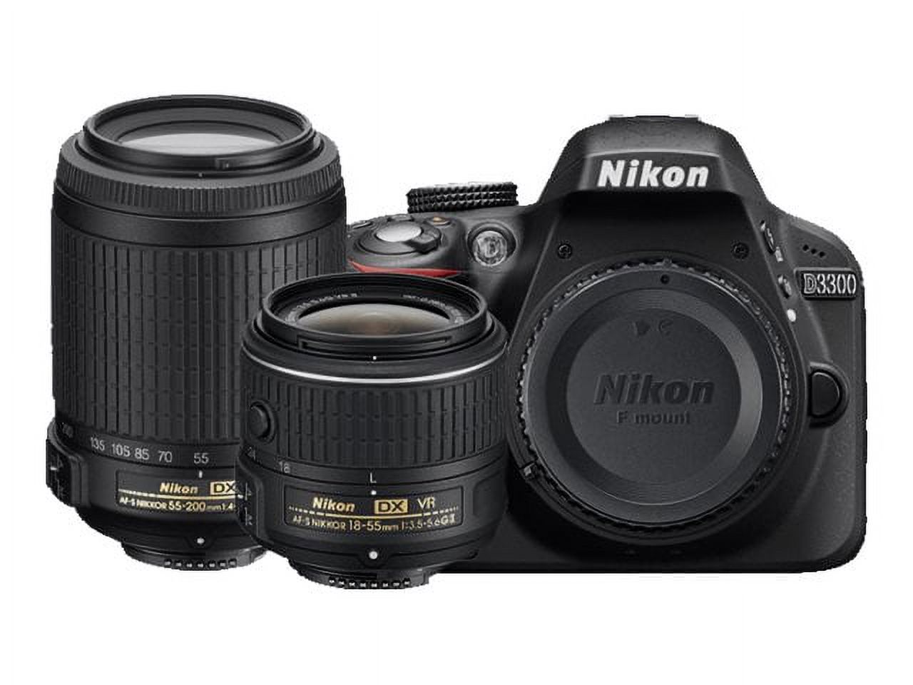 Nikon D3300 - Digital camera - SLR - 24.2 MP - APS-C - 3x optical zoom AF-S DX 18-55mm and 55-200mm VR II lenses - black - image 1 of 60
