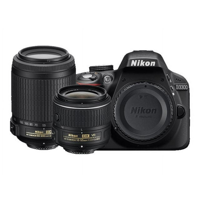 Nikon D3300 - Digital camera - SLR - 24.2 MP - APS-C - 3x optical zoom AF-S DX 18-55mm and 55-200mm VR II lenses - black