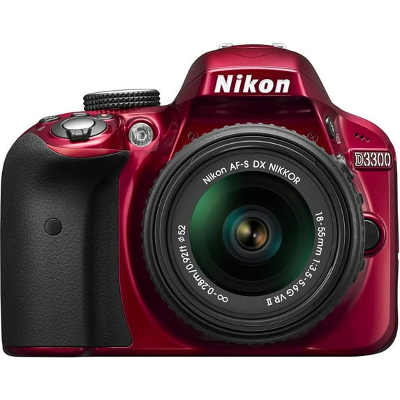 Nikon D3300 24.2 Megapixel Digital SLR Camera with Lens, 18 mm, 55 mm, Red