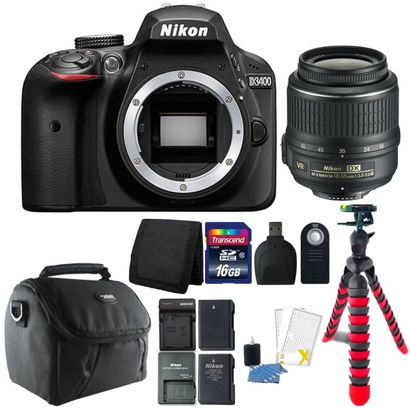 Nikon D3400 24.2 MP Digital SLR Camera with Top Accessory Bundle