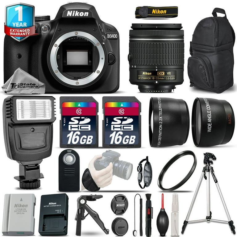 Lens Nikon D3400 Camera Battery Nikon D3400 W/ Lenses And Spare